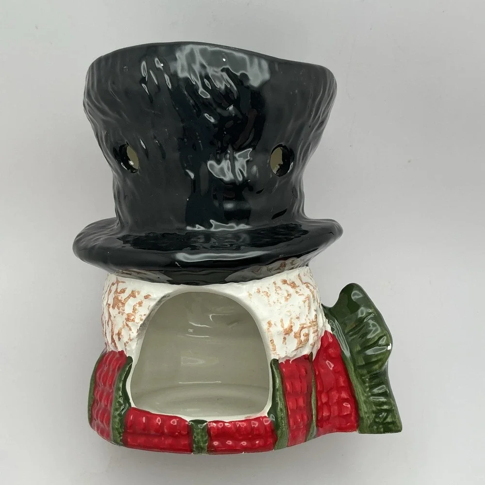 Snowman with Red Scarf, Black Top Hat, Oil/Wax‎ Melt Tea Light Warmer